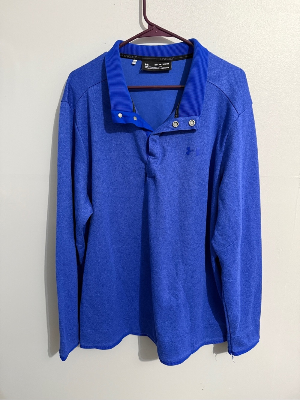 Under Armour Sweater Mens XXL Popover Blue Golf Cold Gear Snap Quarter Button